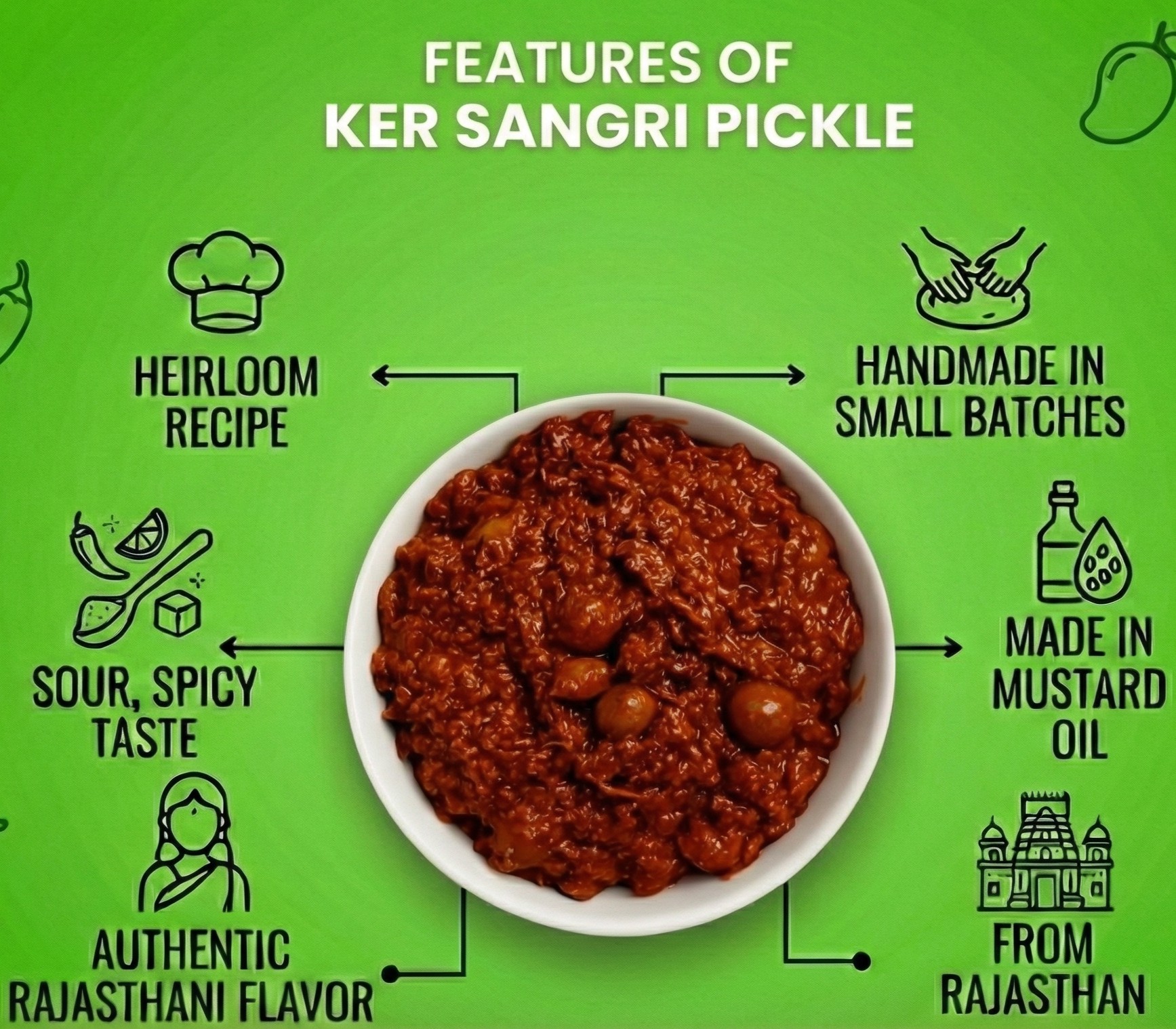 Trsna Crushed Green Chilli Pickle (Kooti hui Hari Mirch ka Achaar)